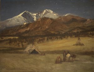 Campamento Indio - Atardecer de Albert Bierstadt